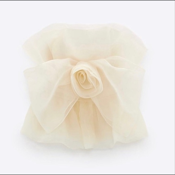 ZARA Floral Organza Front Bow Top M - Picture 5 of 6